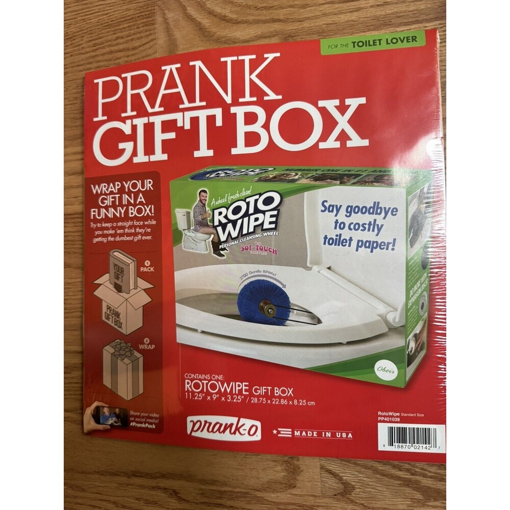 NEW Prank Gift Box Roto Wipe For The Toilet Lover. Box Is 11 in‎ x 12 In